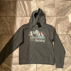 BNWT Hurley hoodie grey with palm trees on front size Medium